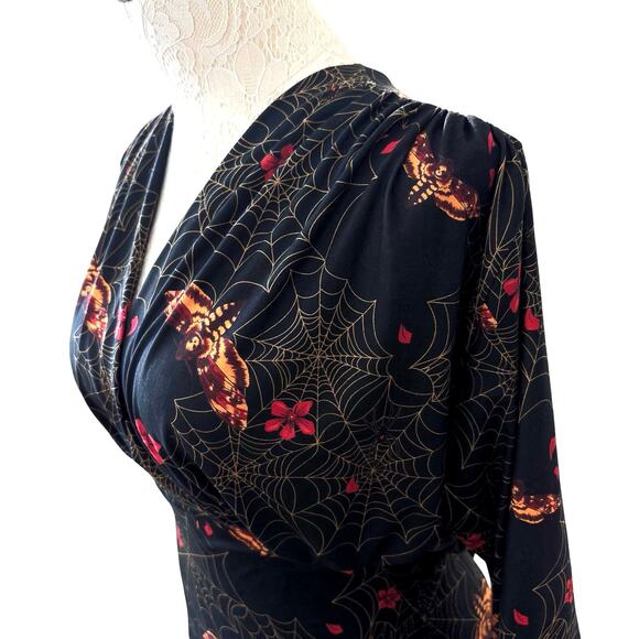 Wax Poetic Raquel Maxi Dress XXL Clarice  Death’s Head Moth Spiderweb Gothic - Picture 2 of 10